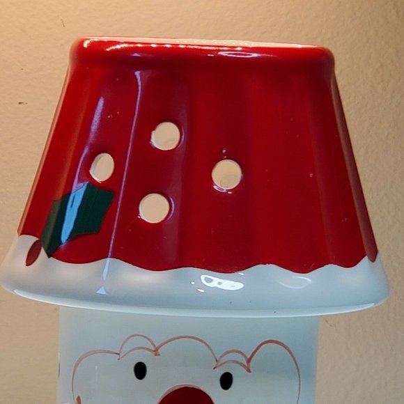 Ceramic Santa Jar Candle Lamp 2 sided holder & shade 2pc Christmas decor 10"t - Picture 2 of 11